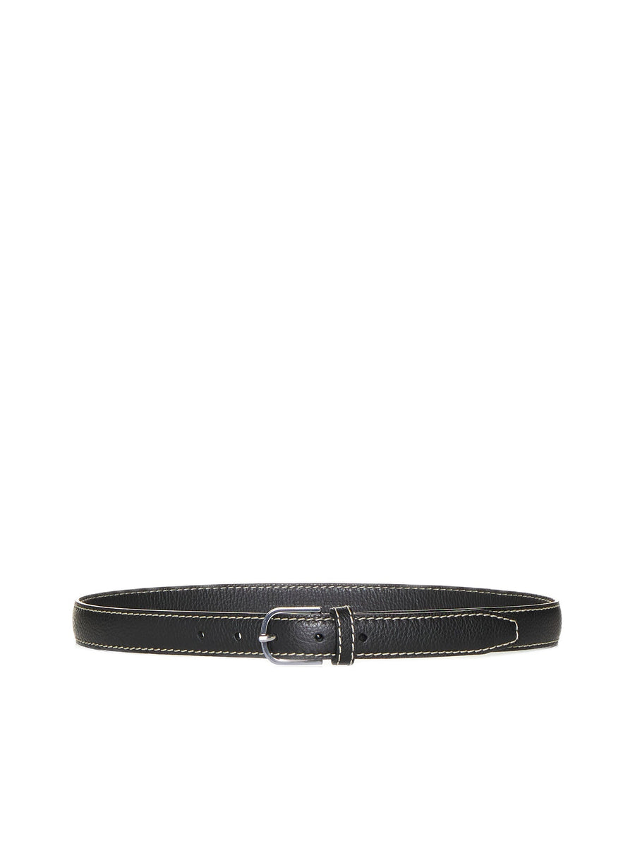 Toteme Grained Calf Leather Belt — Black