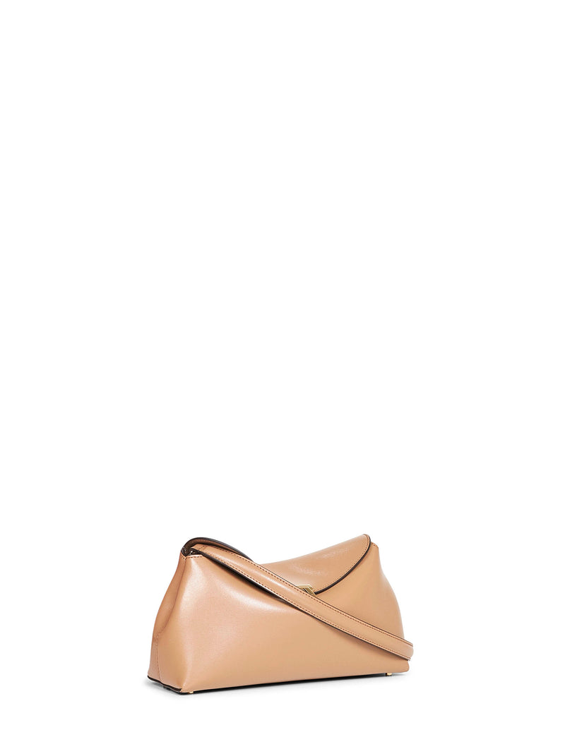Toteme T-Lock Calf Leather Clutch — Camel