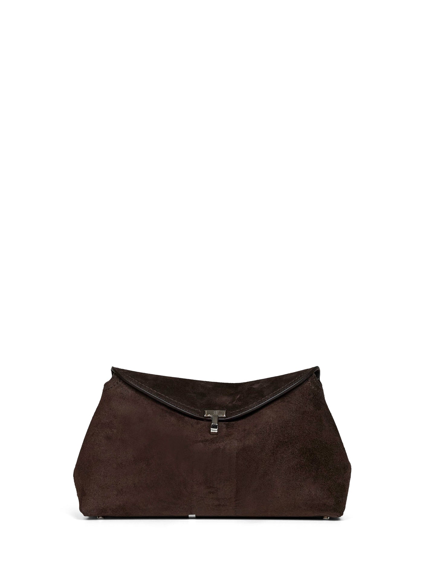 Toteme T-Lock Clutch — Brown Calf Leather