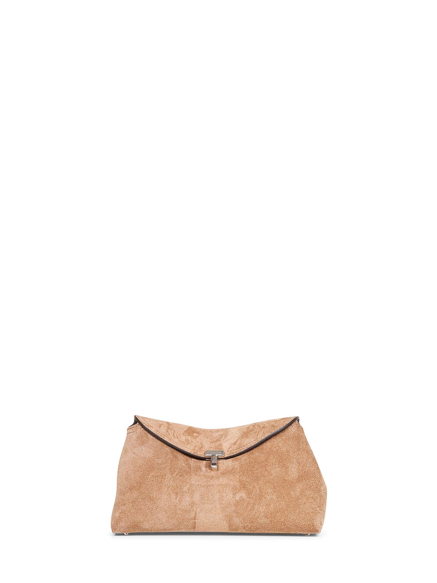 Toteme T-Lock Clutch — Brown Leather