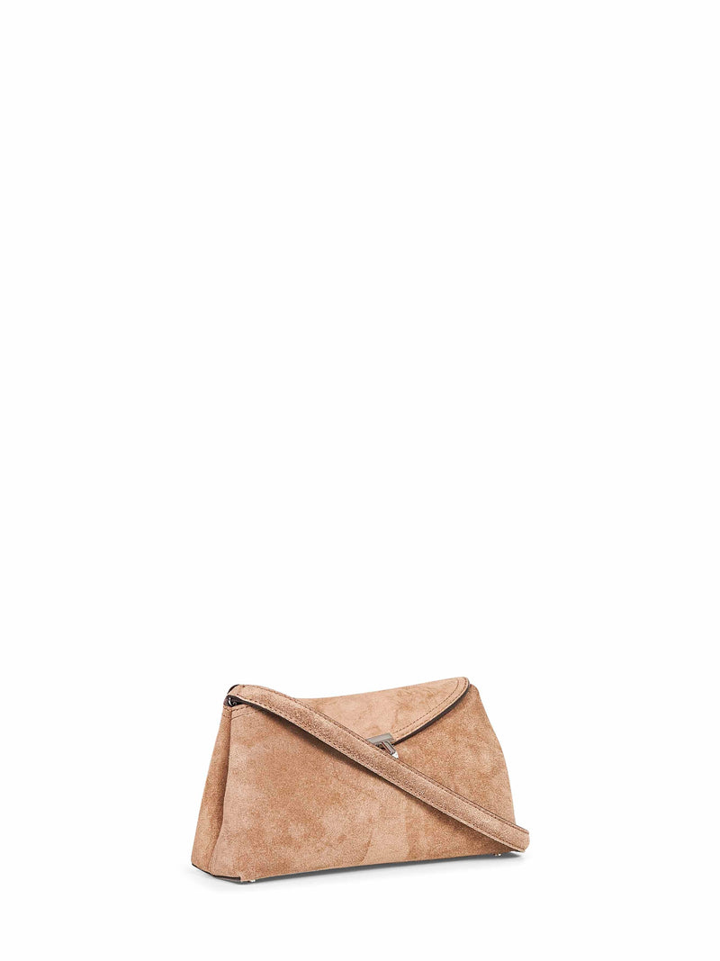 Toteme T-Lock Clutch — Brown Leather
