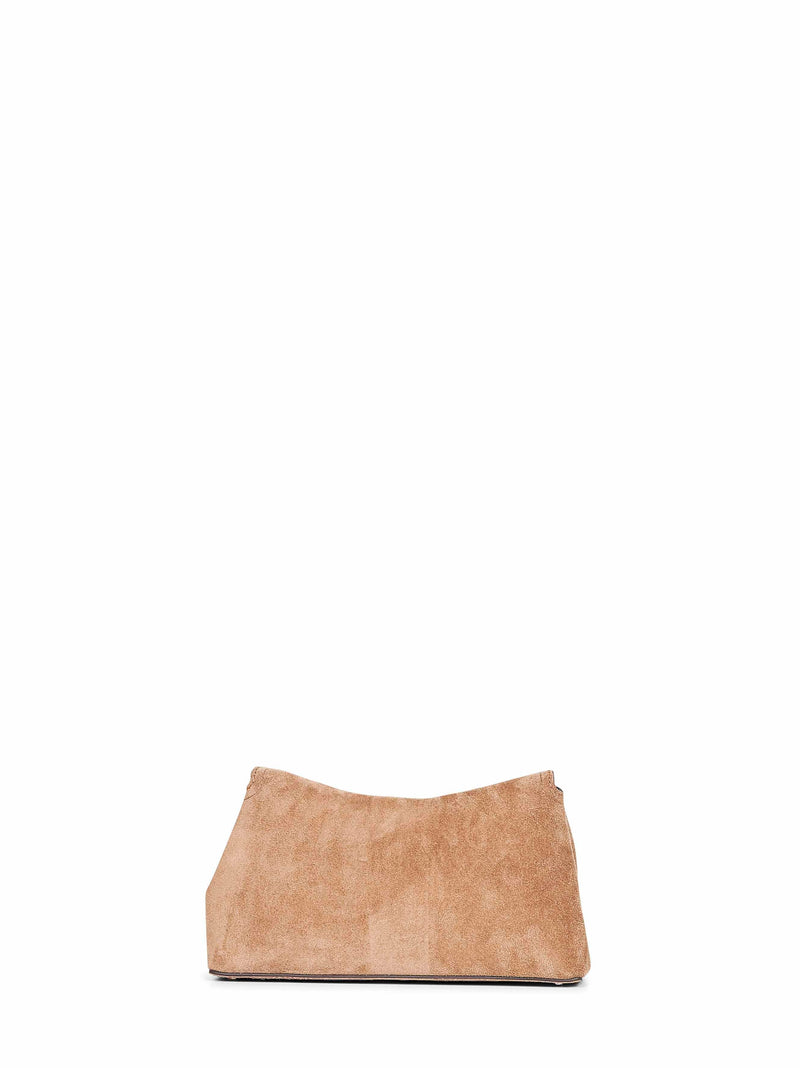 Toteme T-Lock Clutch — Brown Leather
