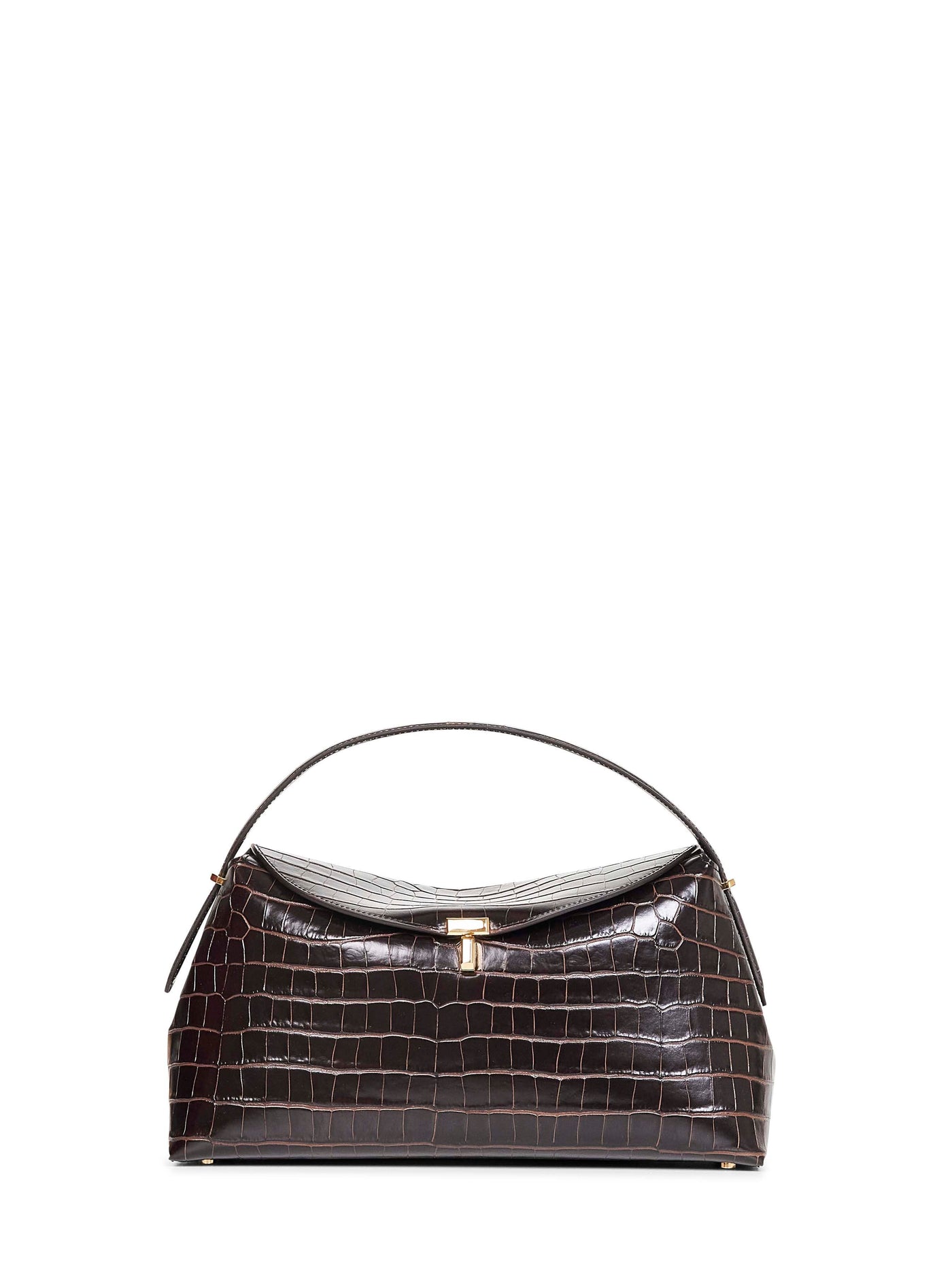 Toteme T-Lock Top Handle Bag — Brown Leather