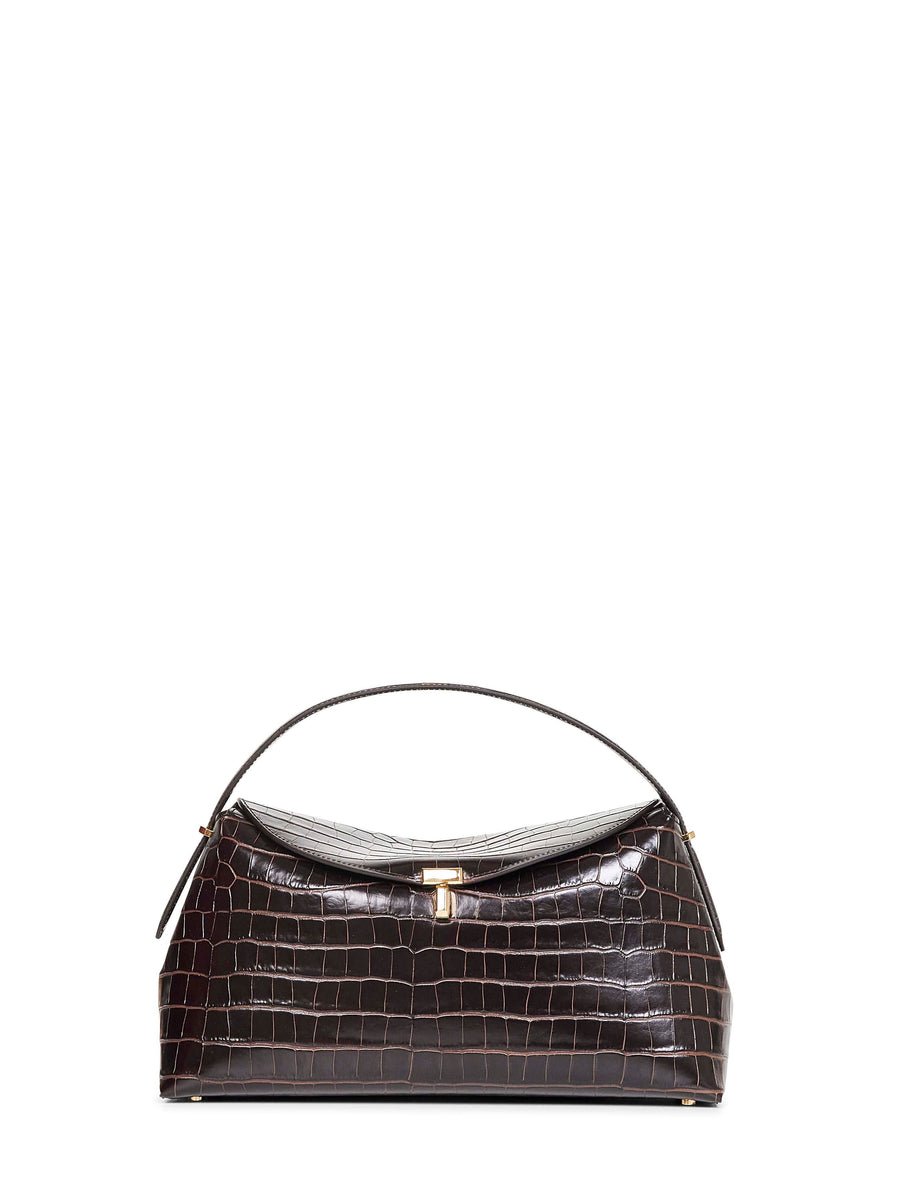 Toteme T-Lock Top Handle Bag — Brown Leather