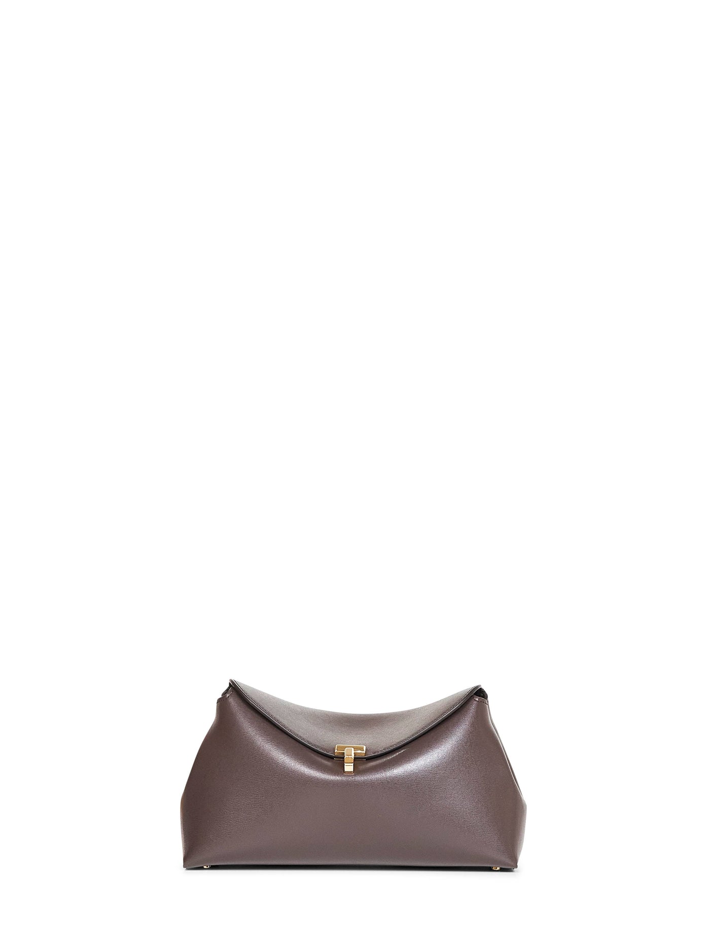 Toteme T-Lock Clutch — Brown Calf Leather