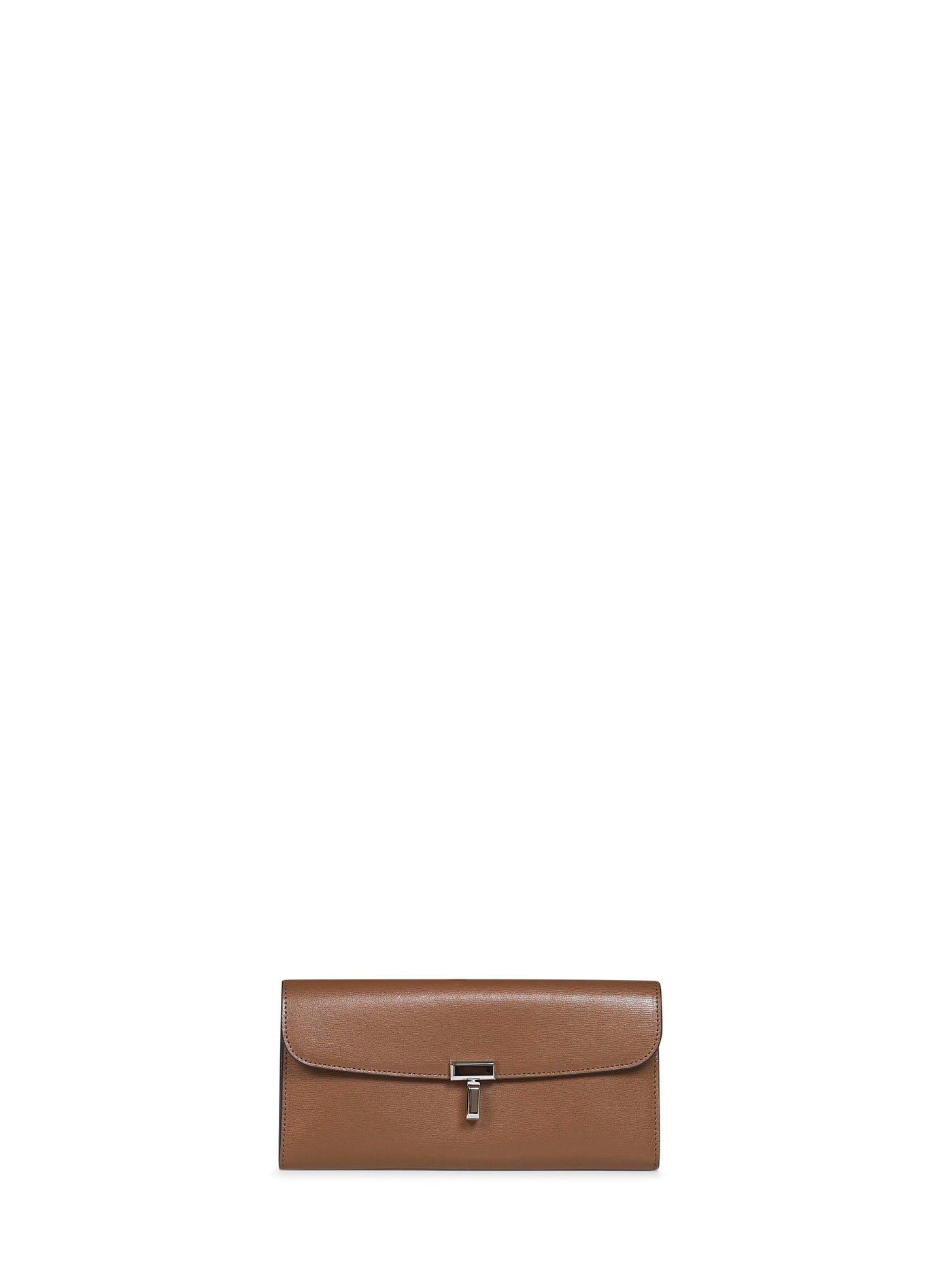 Toteme T-Lock Palmellato Leather Wallet — Brown Calf & Purses