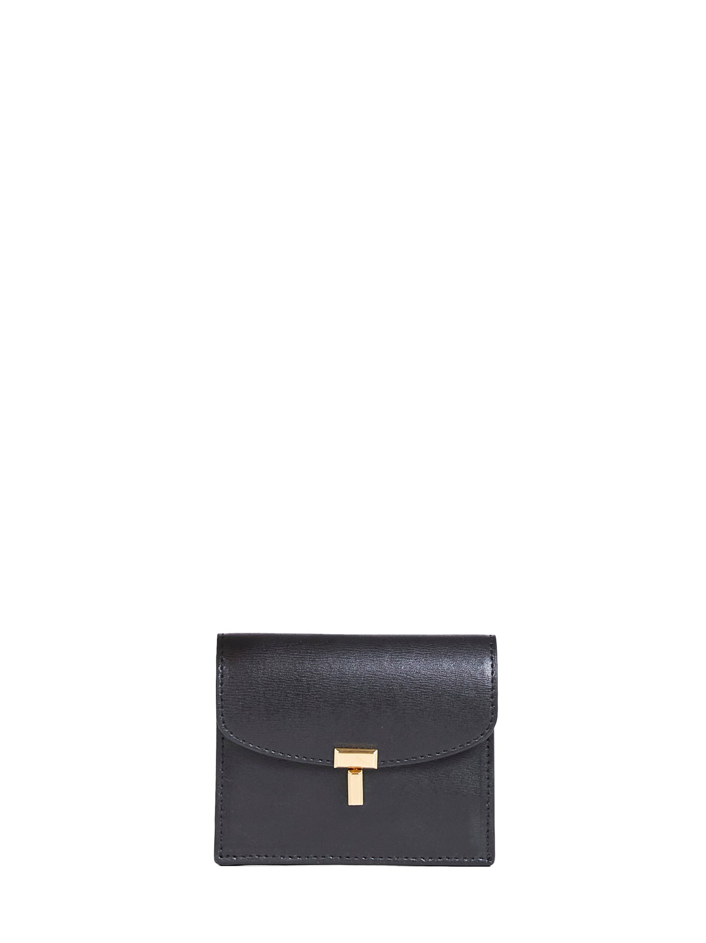 Toteme T-Lock Leather Card Case — Black Calf Cases