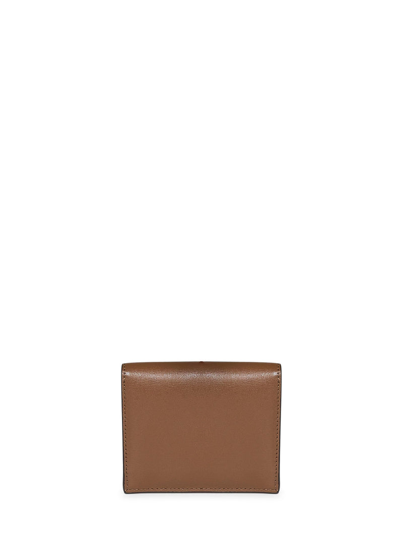 Toteme T-Lock Closure Card Holder — Brown Calf Leather Wallets & Purses