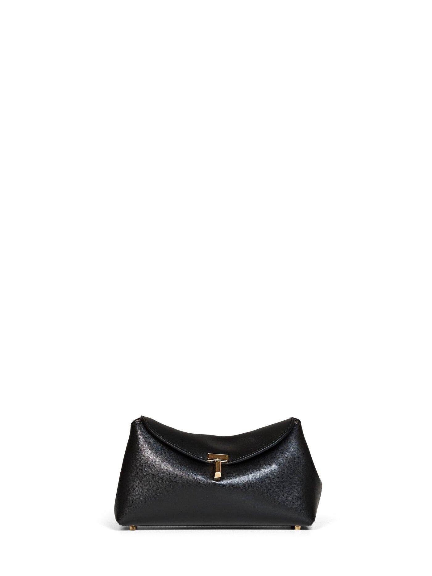 Toteme T-Lock Clutch — Black Calf Leather
