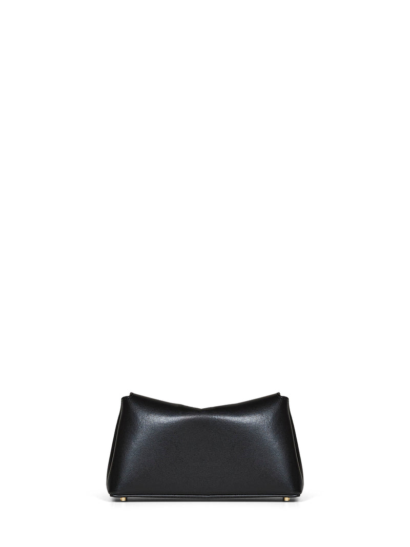 Toteme T-Lock Clutch — Black Calf Leather