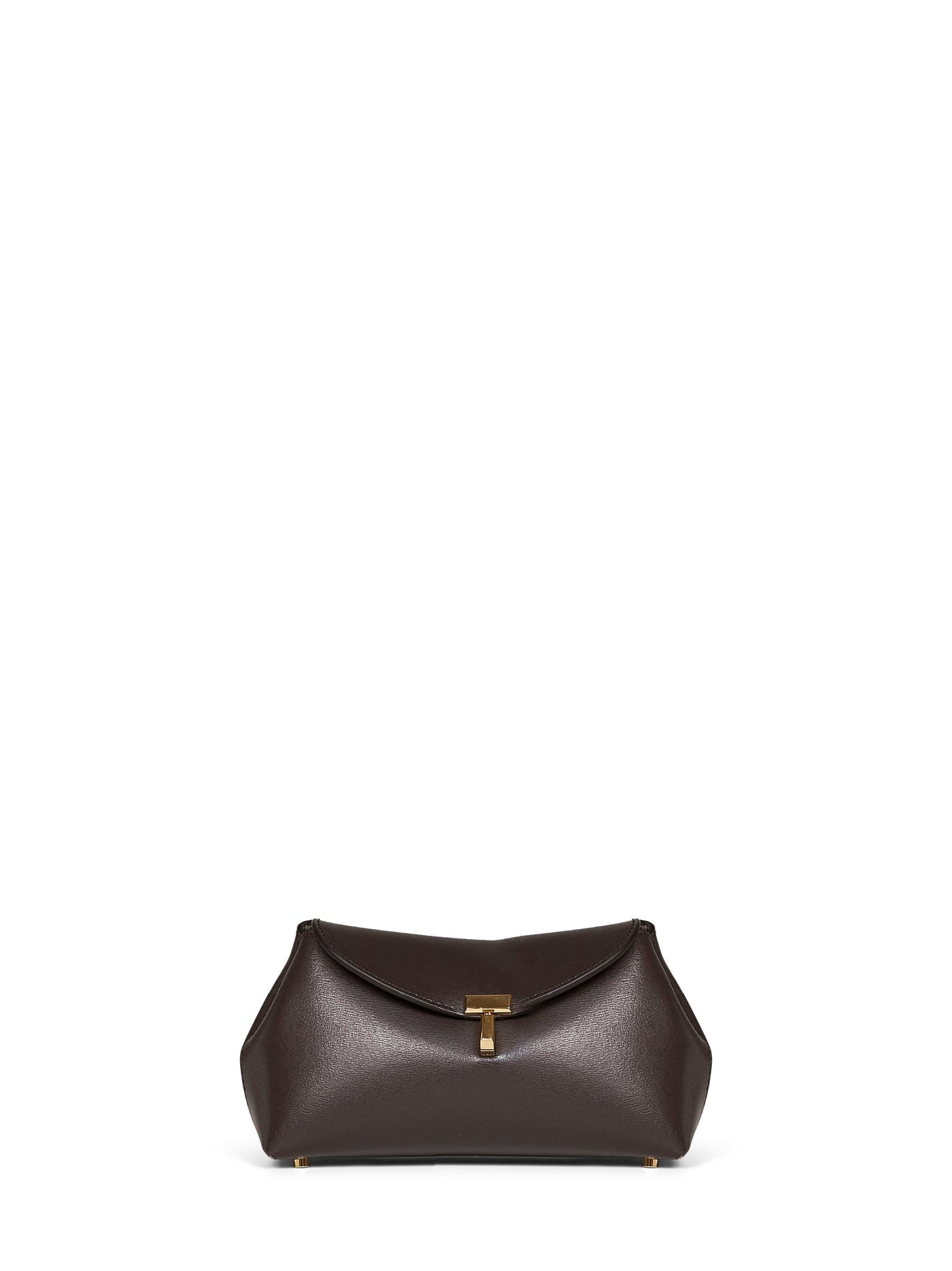 Toteme T-Lock Clutch — Brown Calf Leather