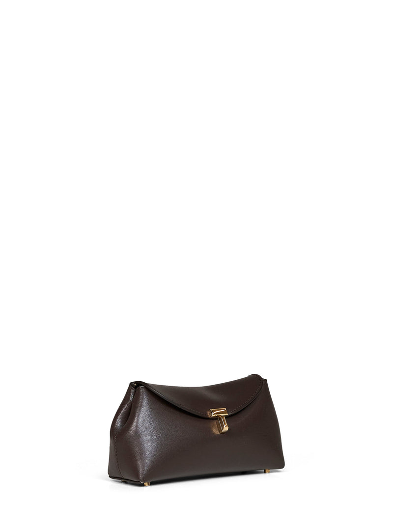 Toteme T-Lock Clutch — Brown Calf Leather