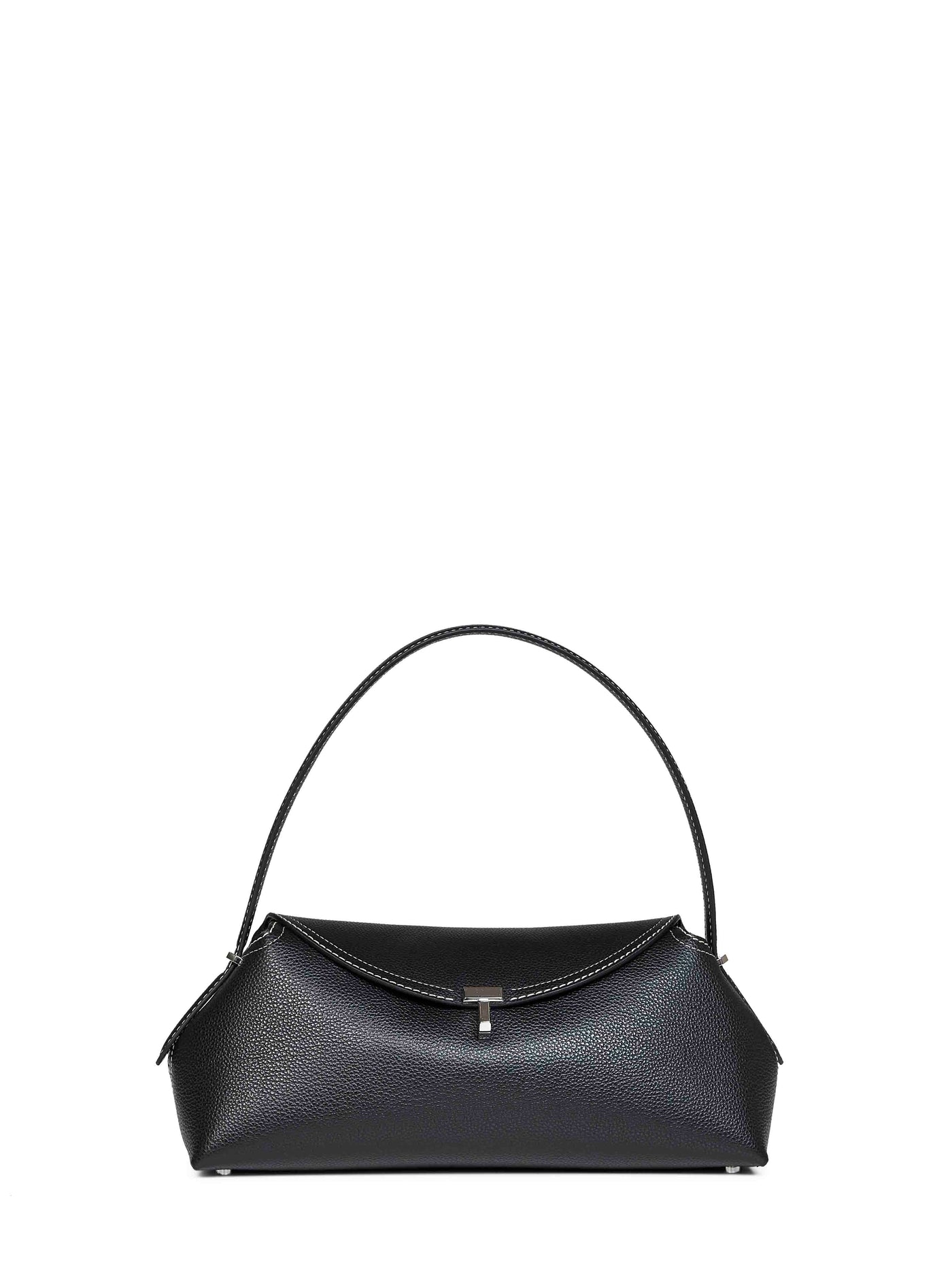 Toteme Twist-Lock Grained Calf Leather Shoulder Bag — Black