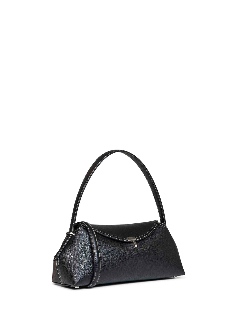 Toteme Twist-Lock Grained Calf Leather Shoulder Bag — Black