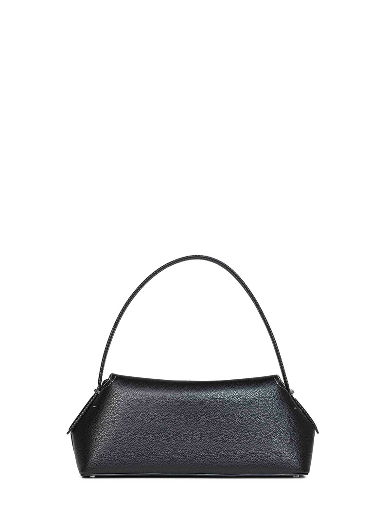 Toteme Twist-Lock Grained Calf Leather Shoulder Bag — Black