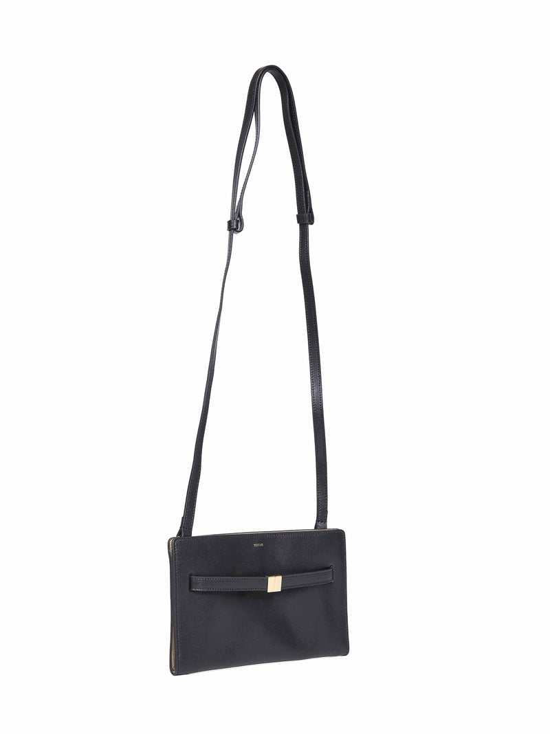 Toteme Palmellato Calf Leather Crossbody Bag — Black