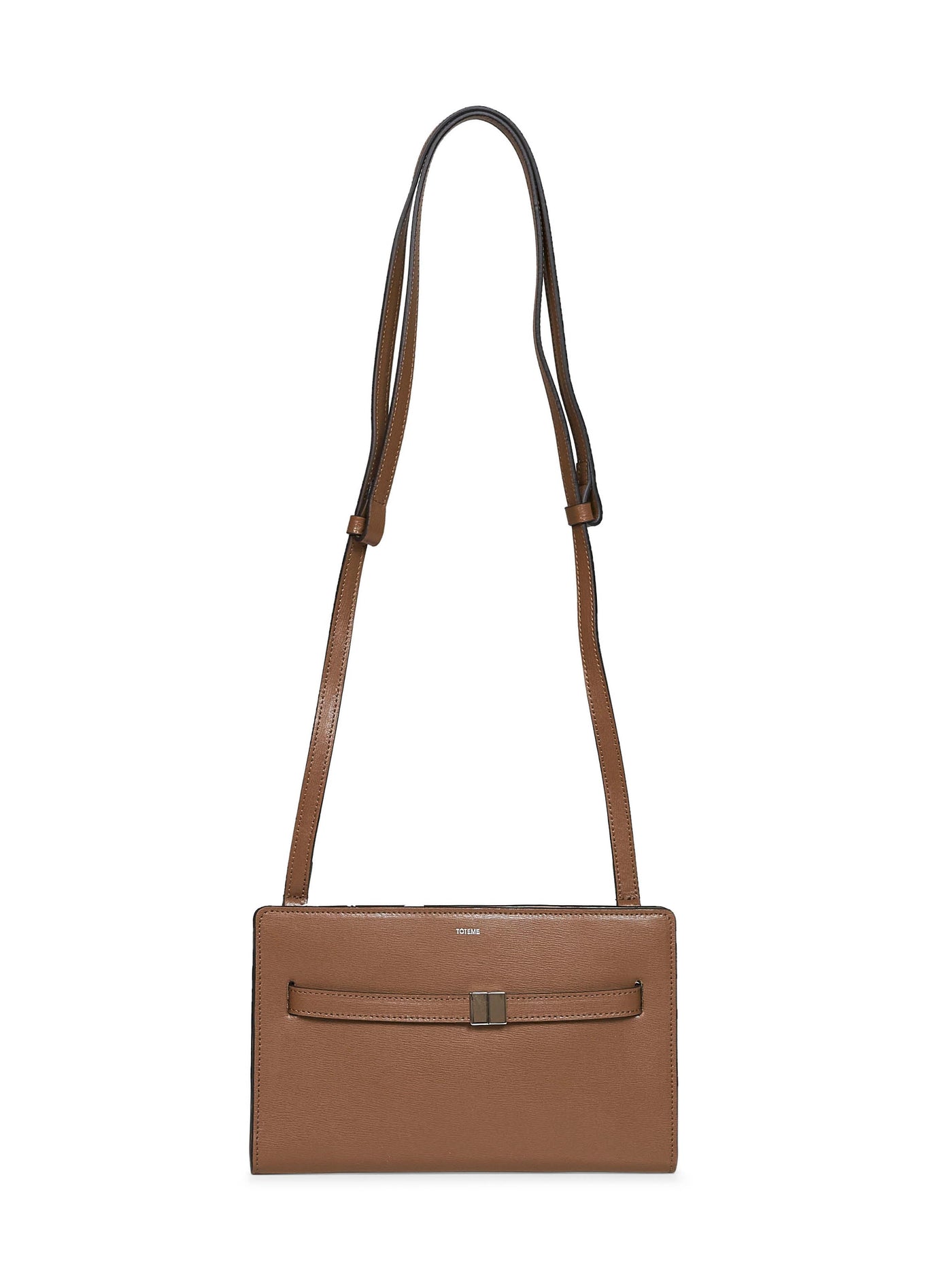 Toteme Belted Calf Leather Crossbody Bag — Brown