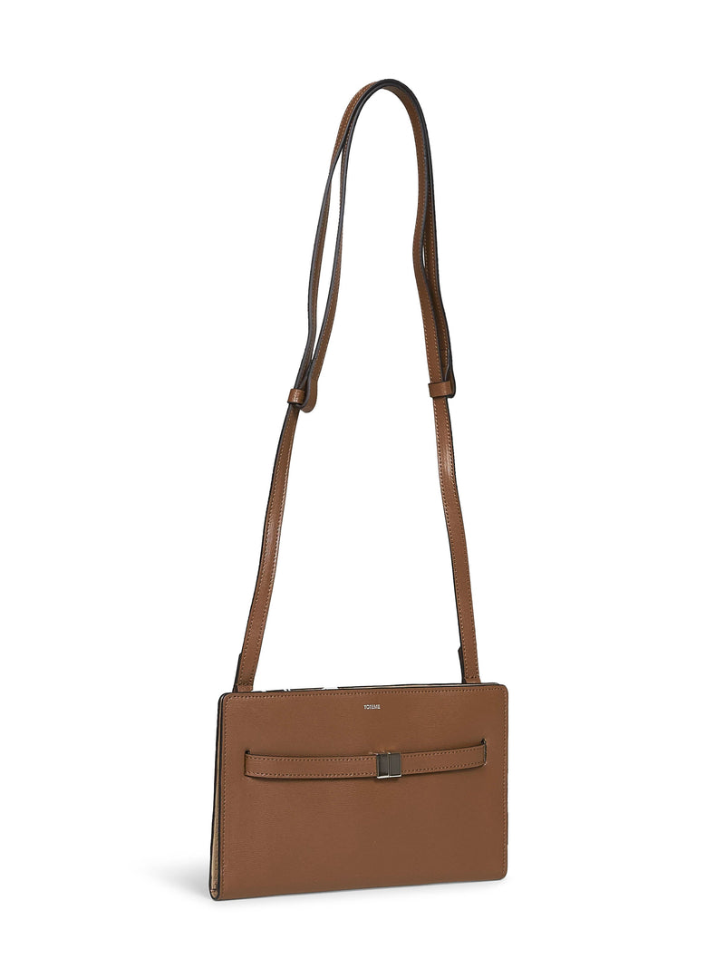 Toteme Belted Calf Leather Crossbody Bag — Brown