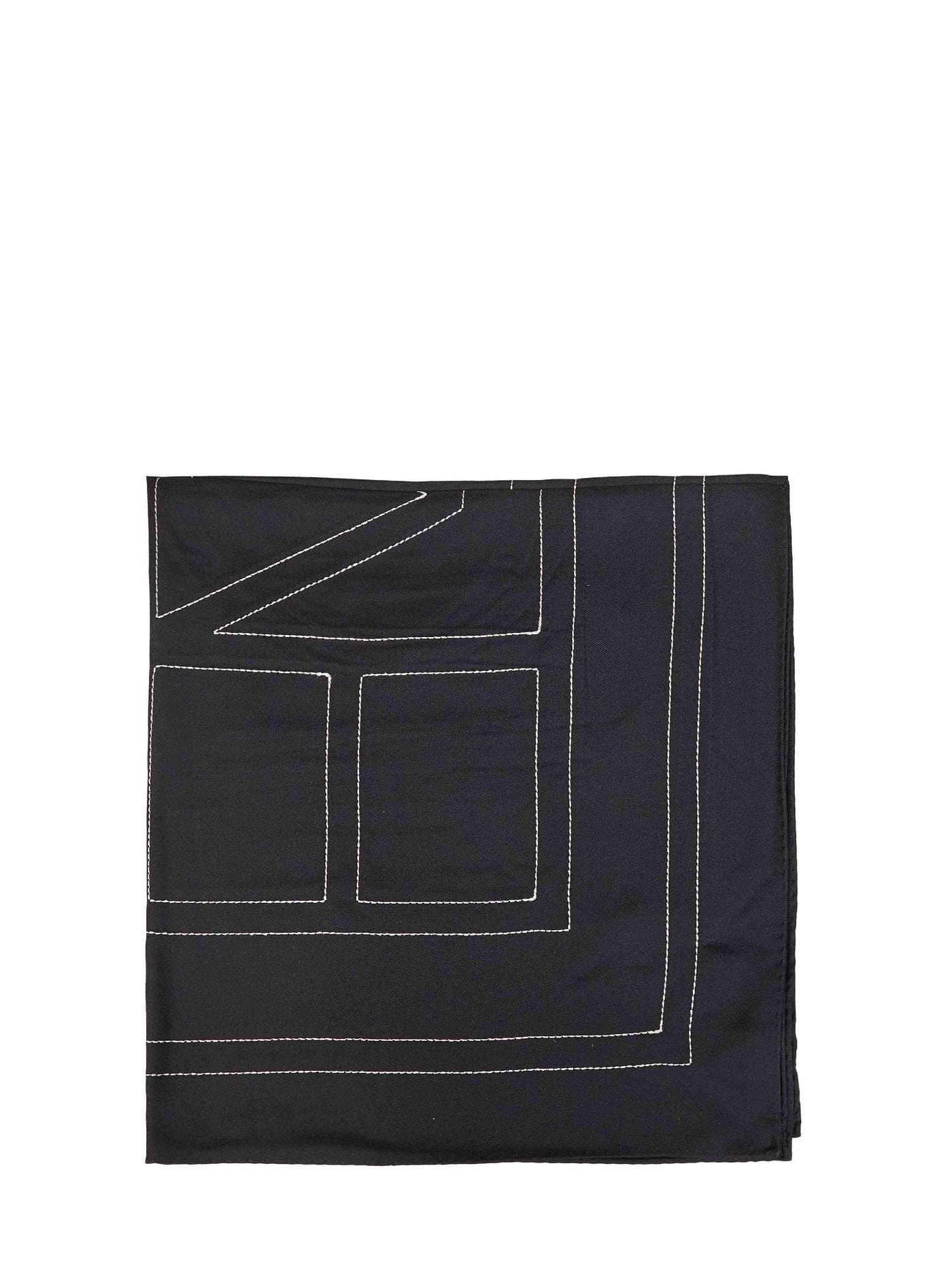 Toteme Embroidered Monogram Silk Scarf — Black Scarfs