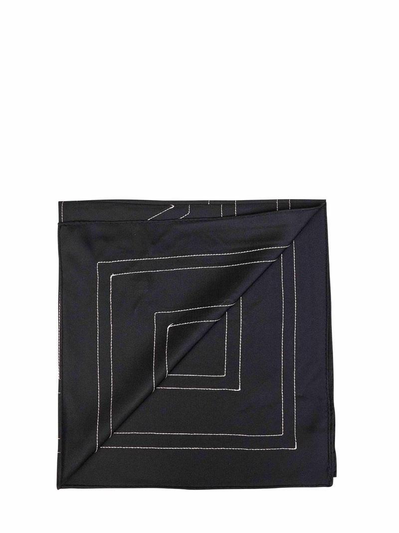 Toteme Embroidered Monogram Silk Scarf — Black Scarfs
