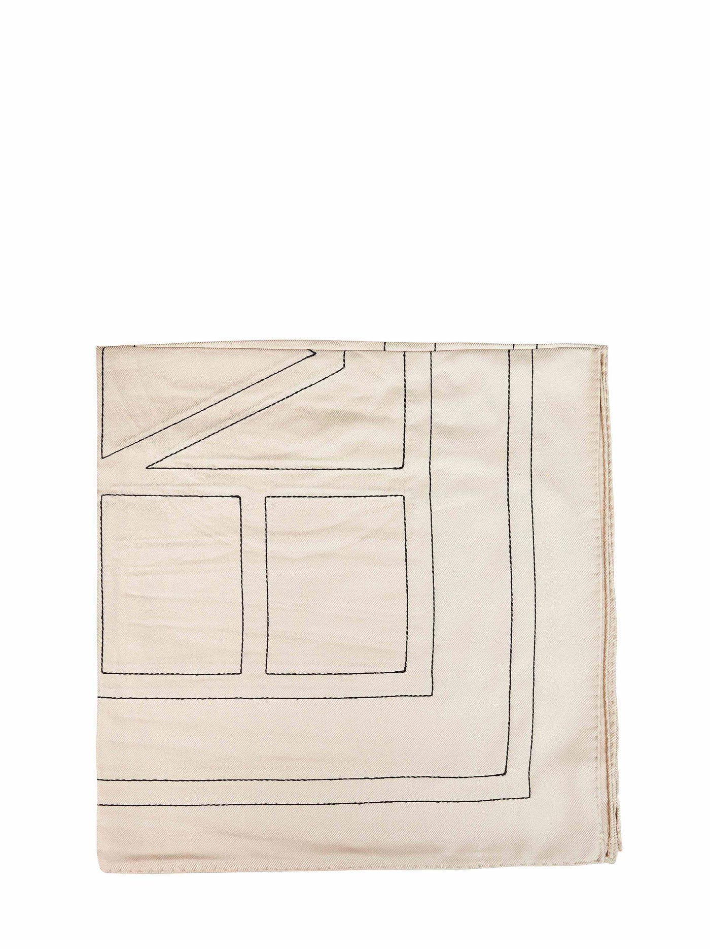 Toteme Embroidered Monogram Scarf — Ivory Silk Scarfs