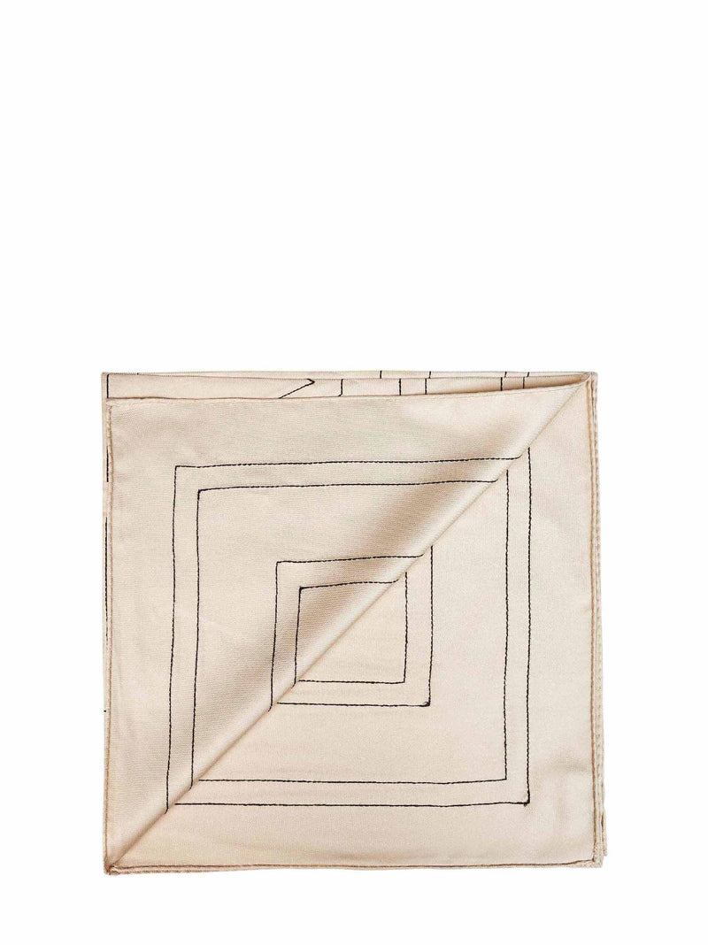 Toteme Embroidered Monogram Scarf — Ivory Silk Scarfs
