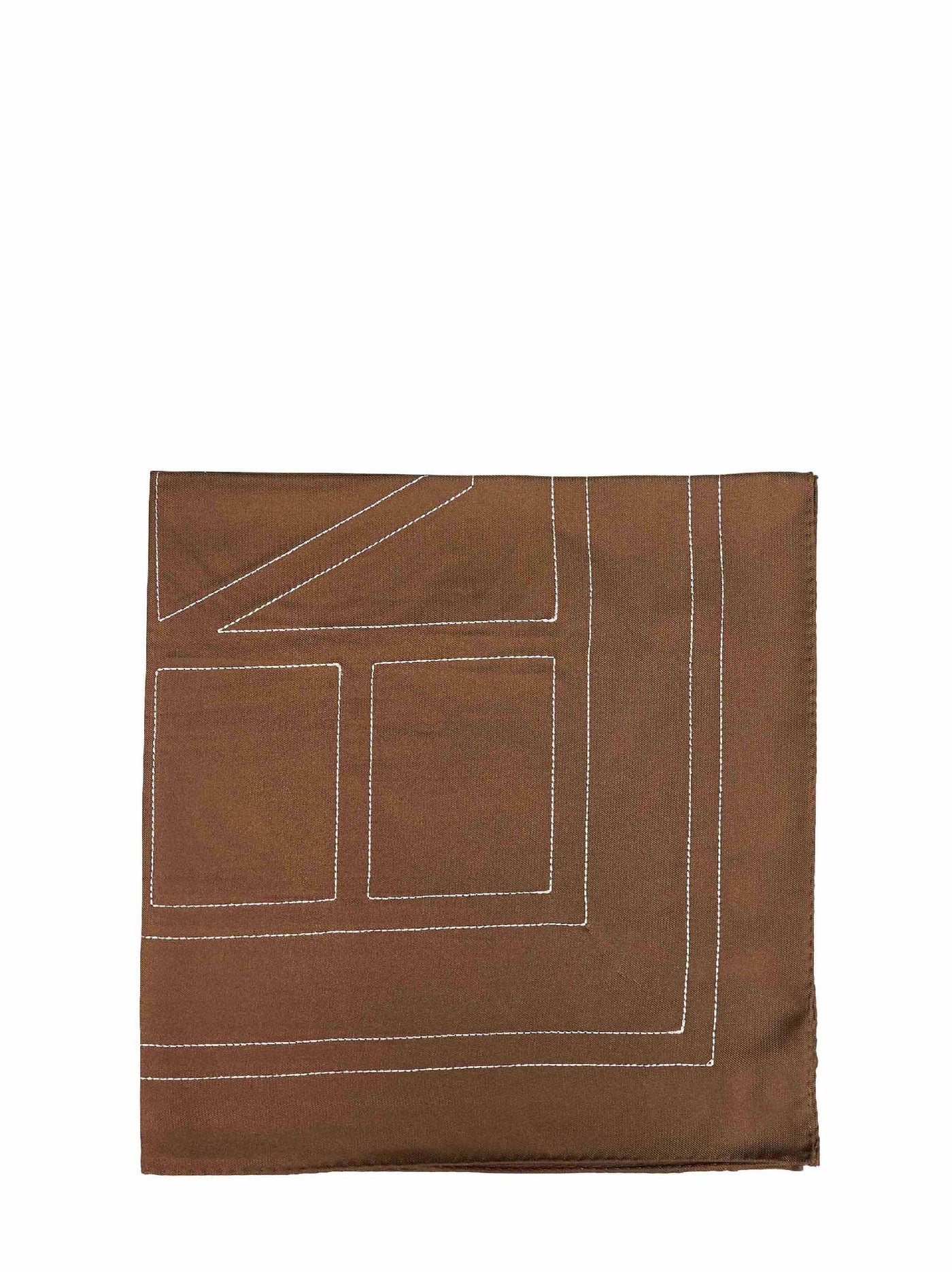Toteme Embroidered Monogram Silk Scarf — Brown Scarfs