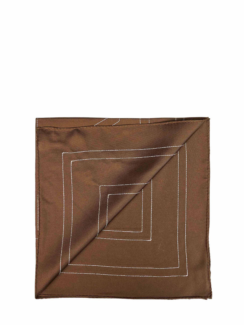 Toteme Embroidered Monogram Silk Scarf — Brown Scarfs