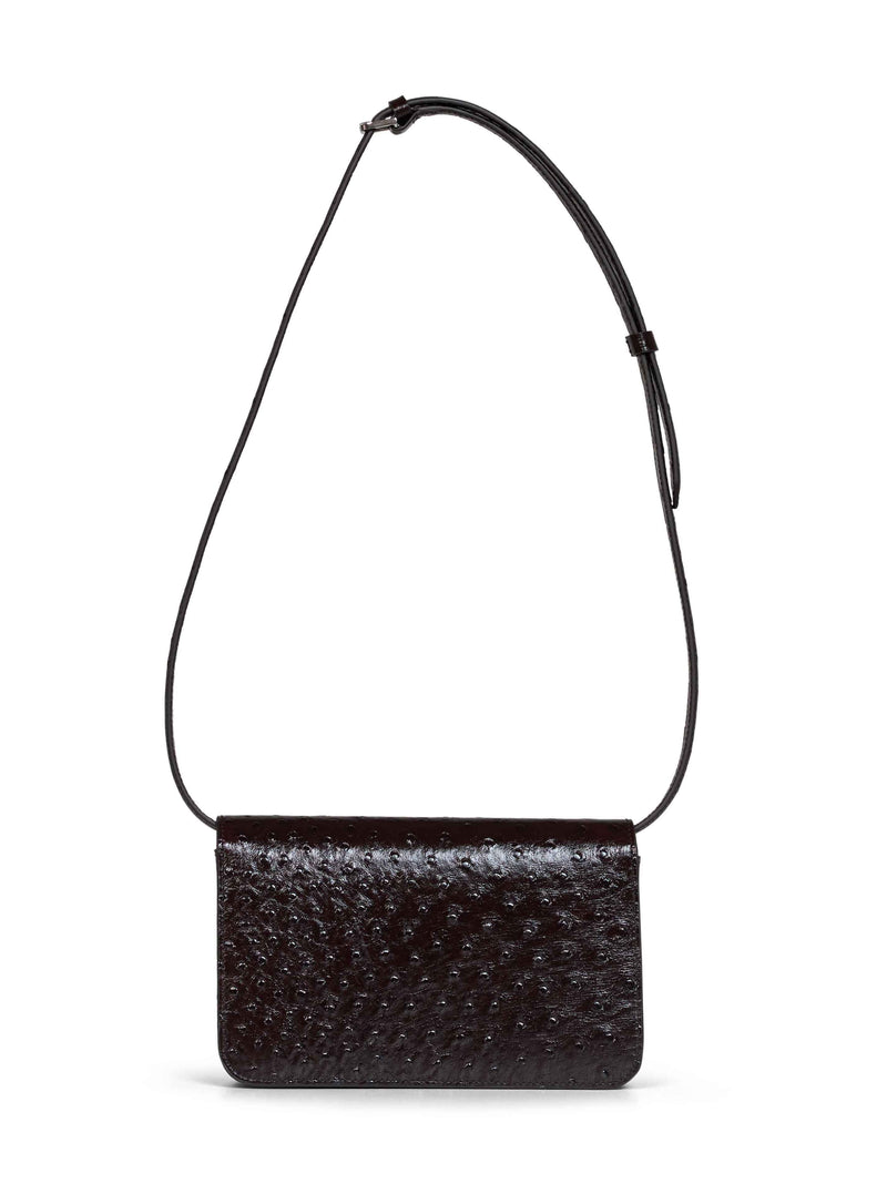 Toteme T-Lock Crossbody Bag — Burgundy Cow Leather