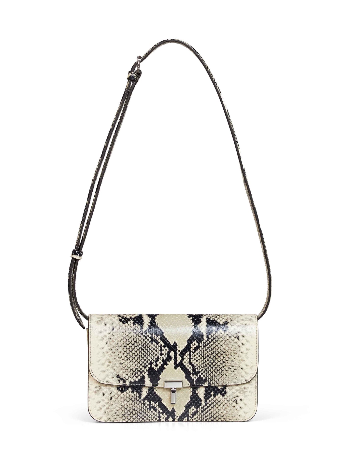 Toteme Python-Embossed Leather Crossbody Bag — Beige Cow