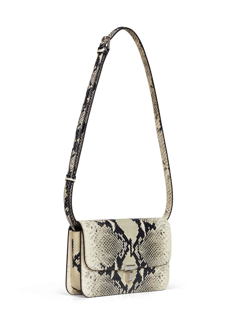 Toteme Python-Embossed Leather Crossbody Bag — Beige Cow