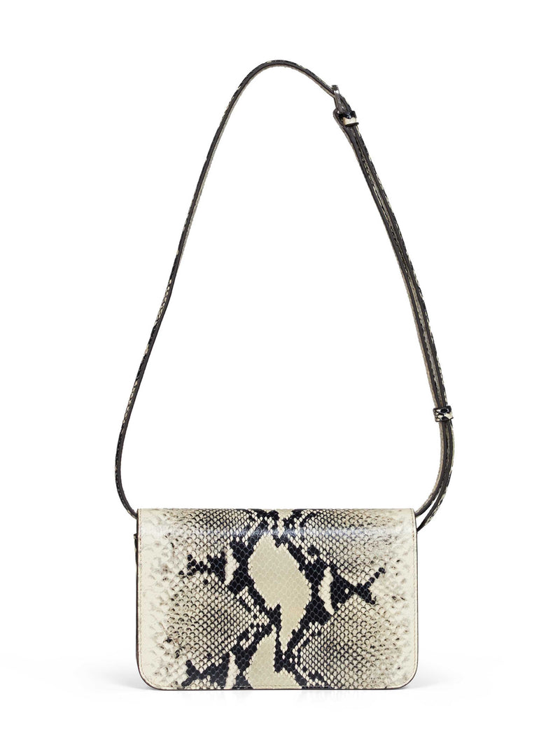 Toteme Python-Embossed Leather Crossbody Bag — Beige Cow