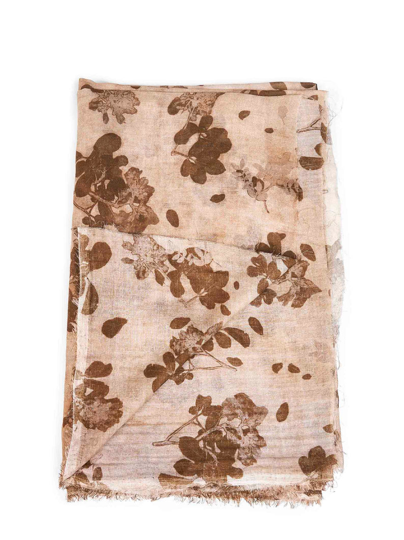 Uma Wang Floral Cotton Scarf — Beige Scarfs