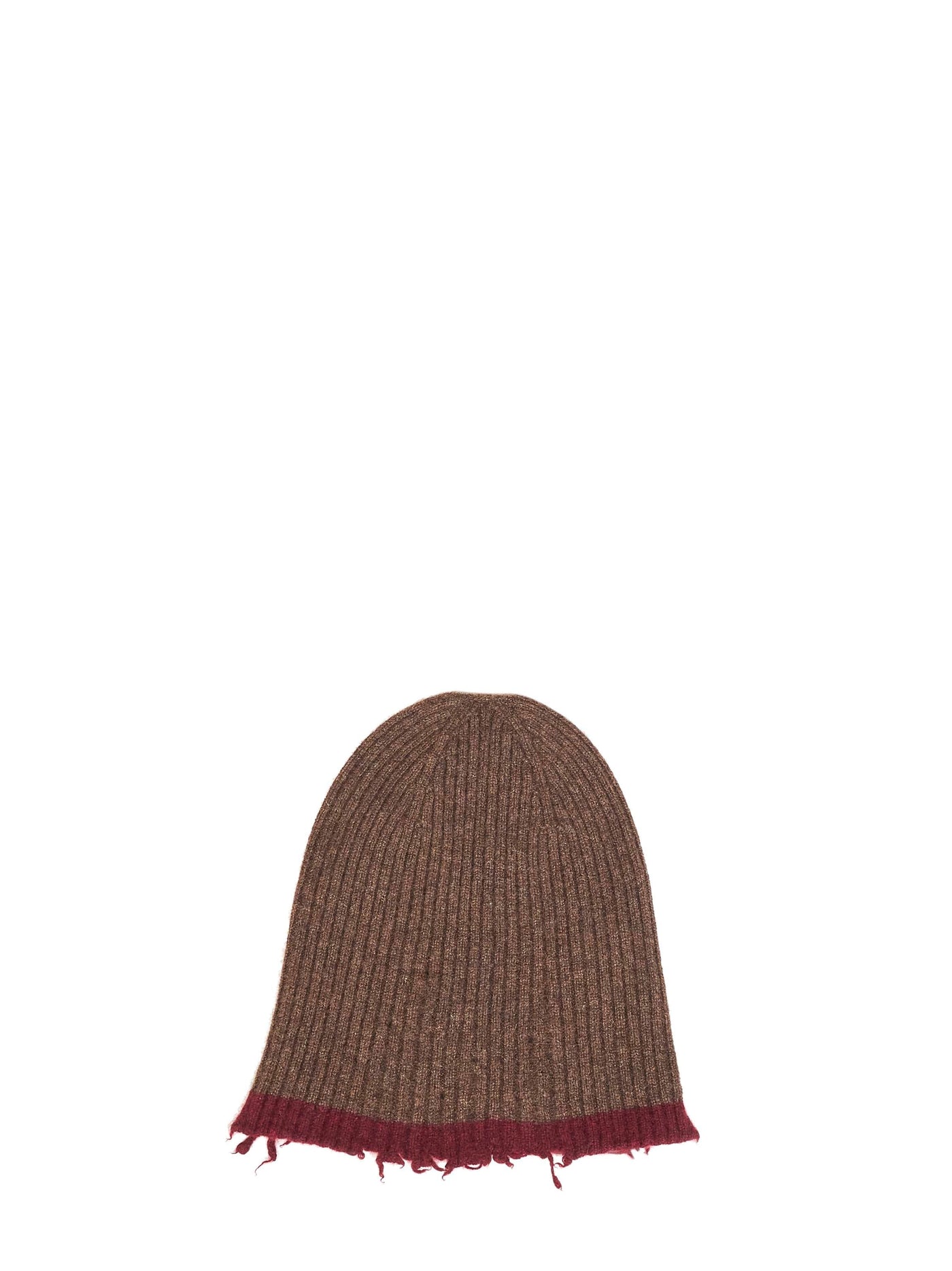 Uma Wang Uk0051-Uw067 Cashmere Ribbed Beanie — Brown Beanies