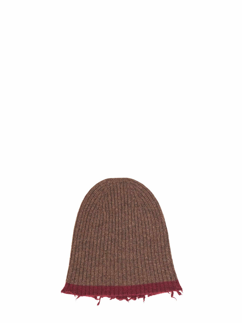 Uma Wang Uk0051-Uw067 Cashmere Ribbed Beanie — Brown Beanies