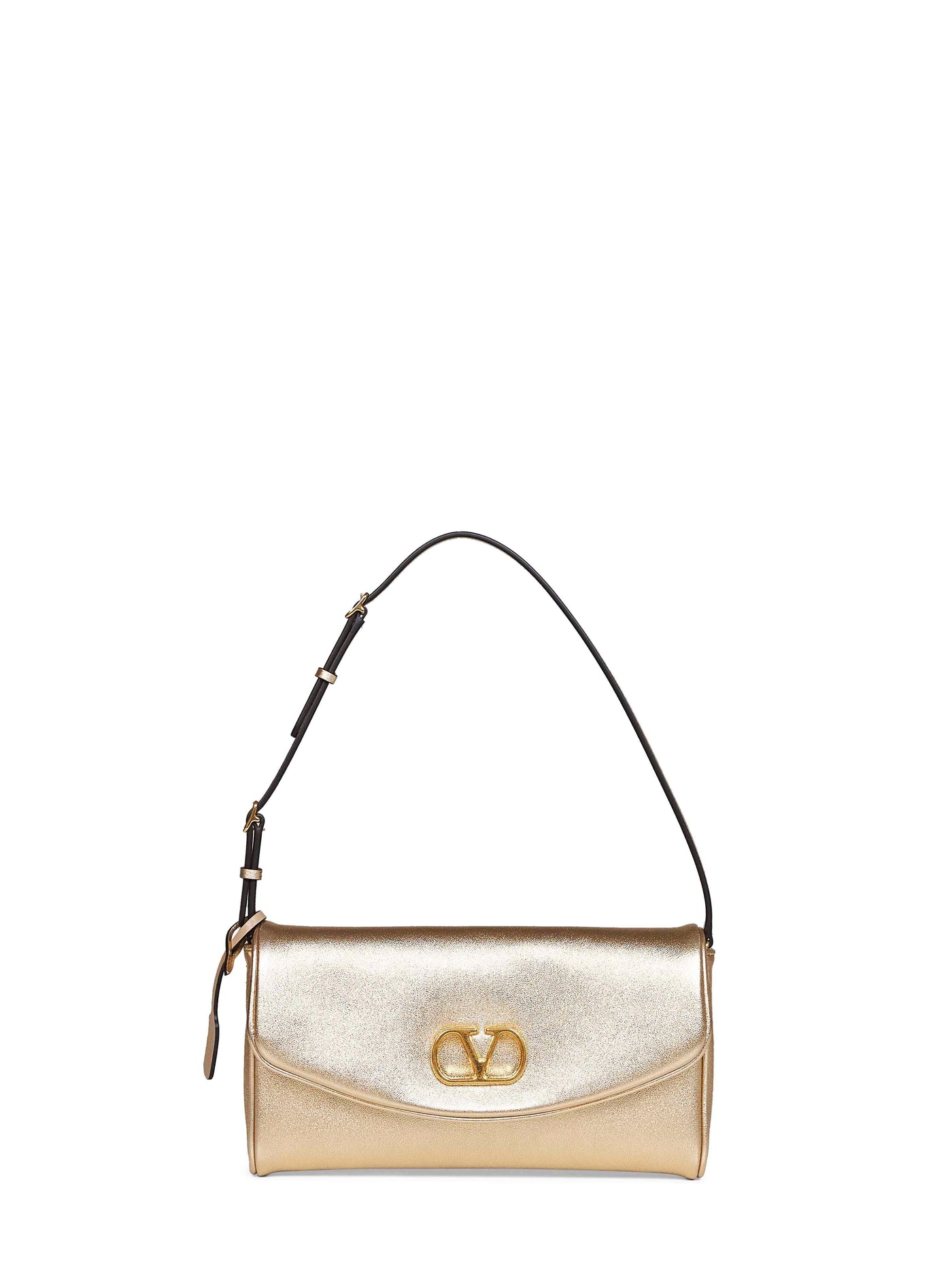 Valentino Garavani Devain Shoulder Bag — Gold Calf Leather