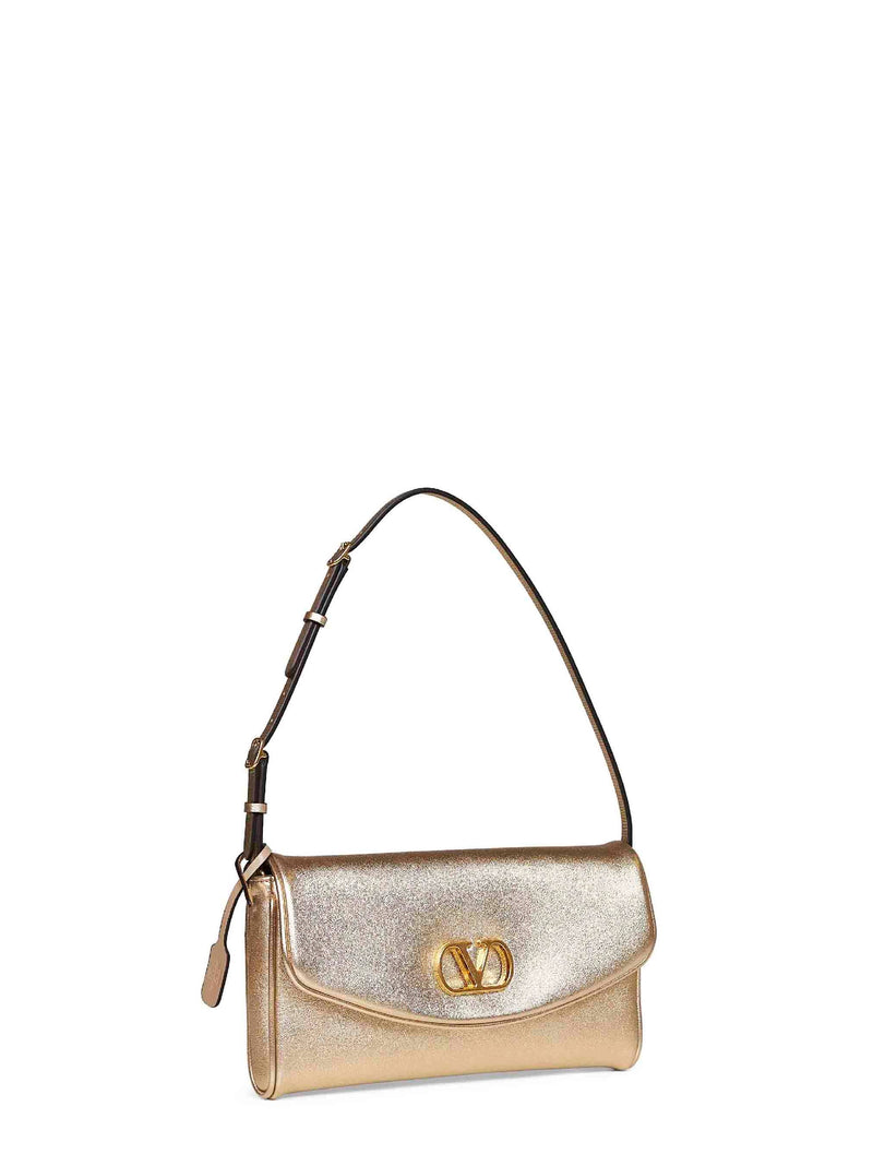 Valentino Garavani Devain Shoulder Bag — Gold Calf Leather