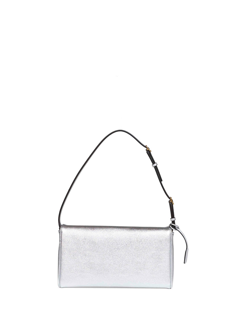 Valentino Garavani Devain Shoulder Bag — Silver Calf Leather