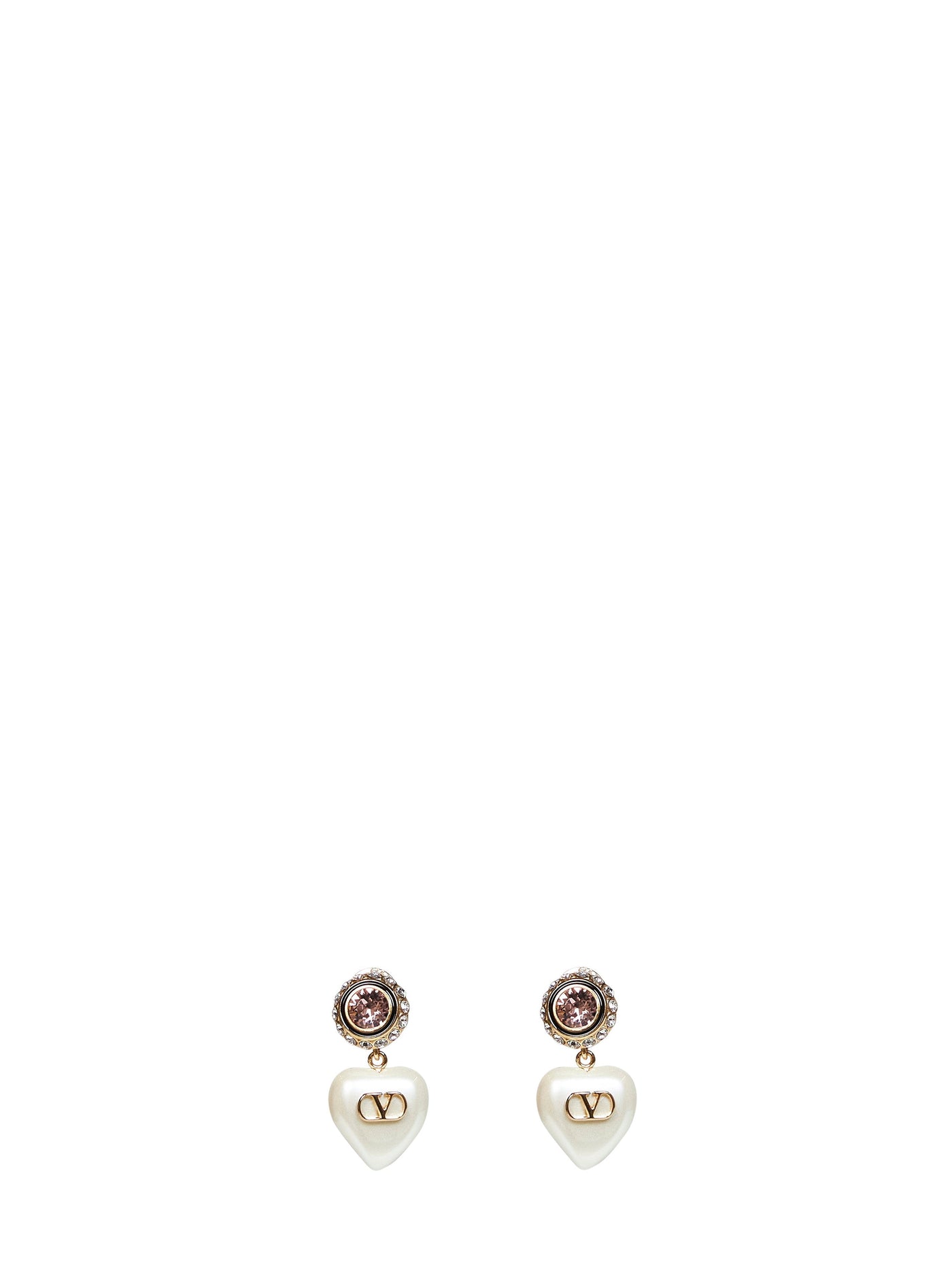Valentino Garavani Vlogo Signature Heart-Pendant Earrings — Gold Metal