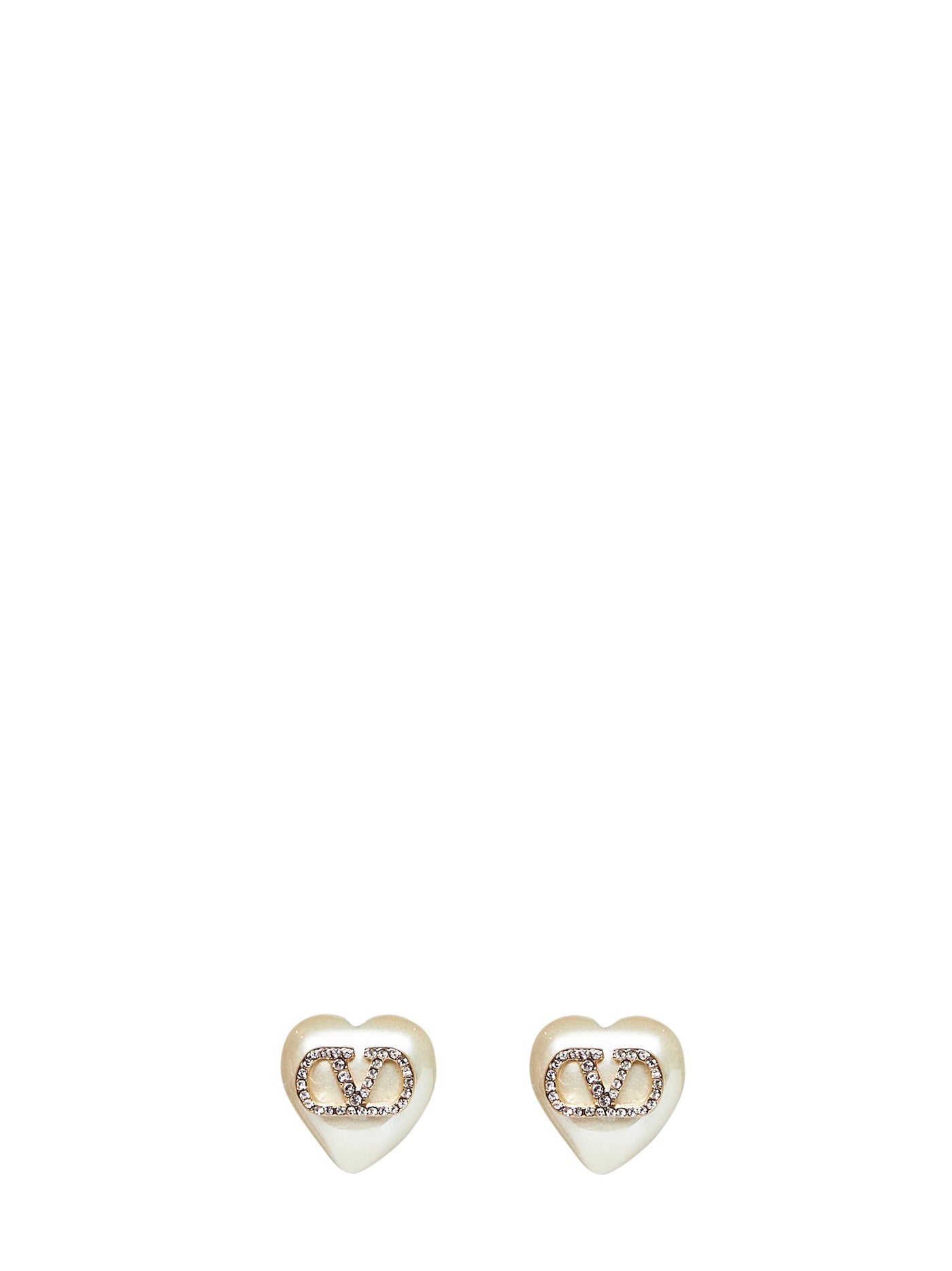 Valentino Garavani Heart-Shaped Vlogo Signature Earrings — Gold Metal