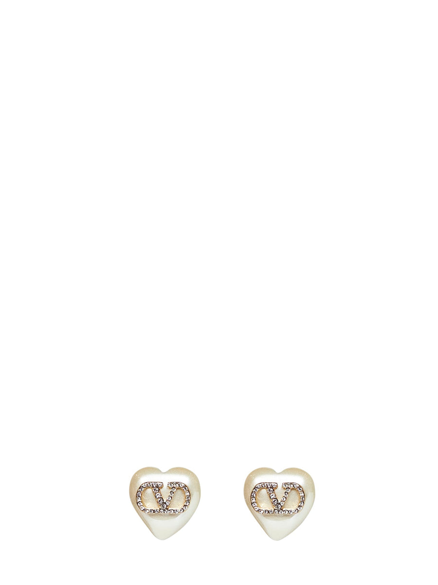 Valentino Garavani Heart-Shaped Vlogo Signature Earrings — Gold Metal