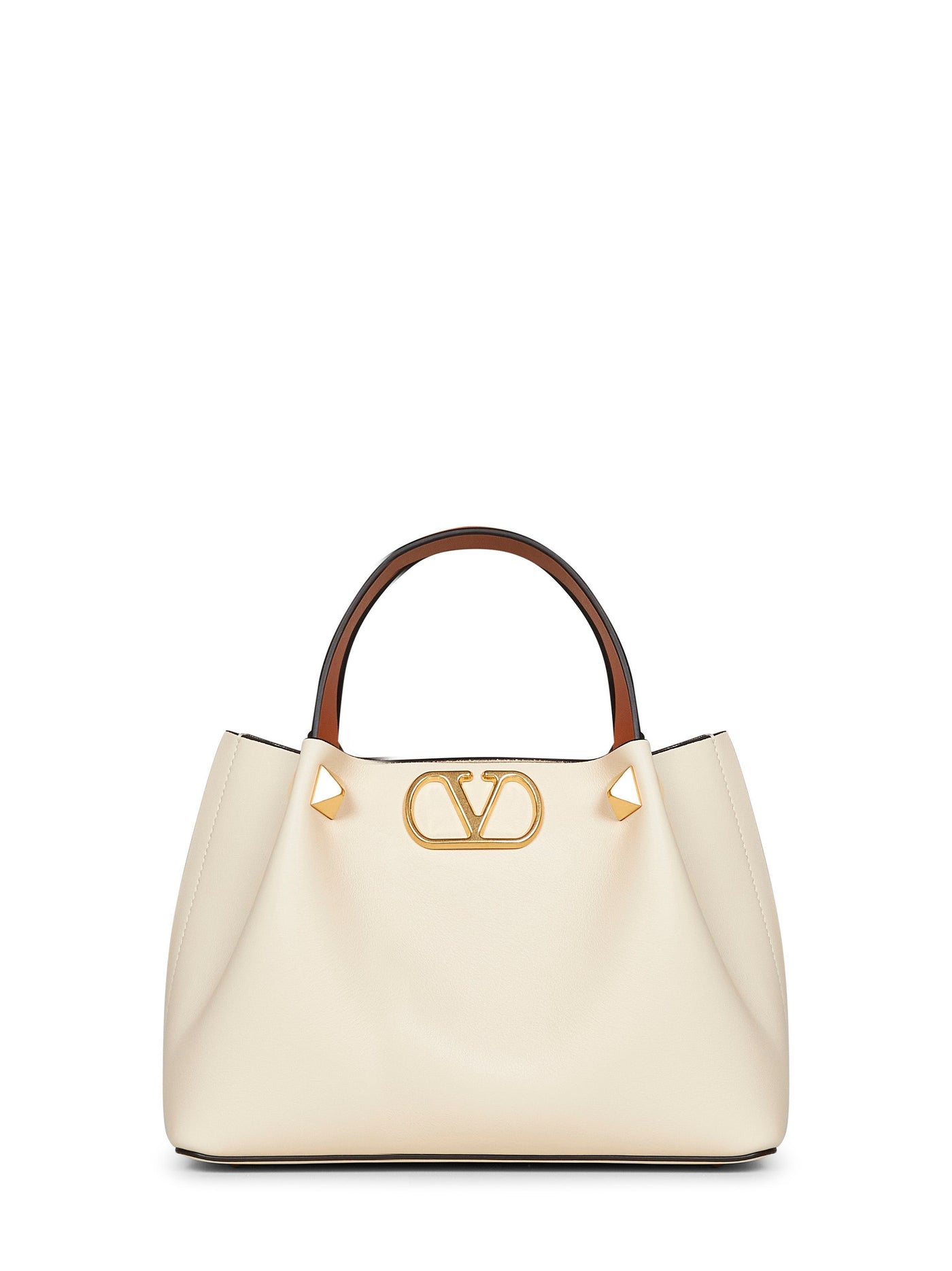 Valentino Garavani Vlogo Calf Leather Shoulder Bag — Ivory