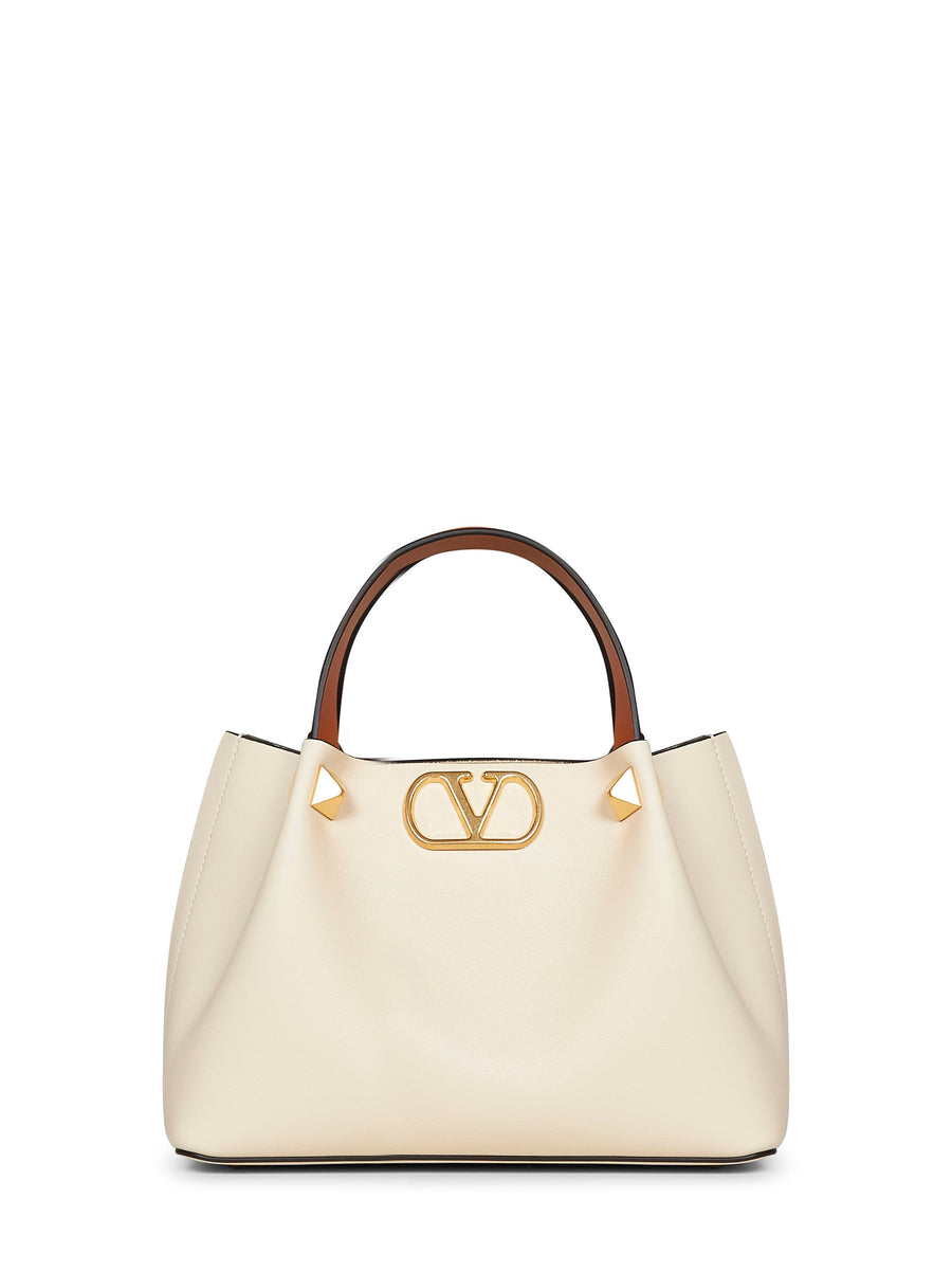 Valentino Garavani Vlogo Calf Leather Shoulder Bag — Ivory