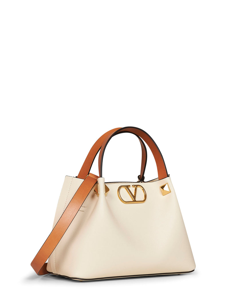 Valentino Garavani Vlogo Calf Leather Shoulder Bag — Ivory