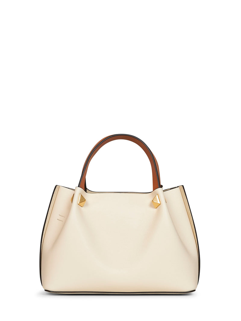 Valentino Garavani Vlogo Calf Leather Shoulder Bag — Ivory