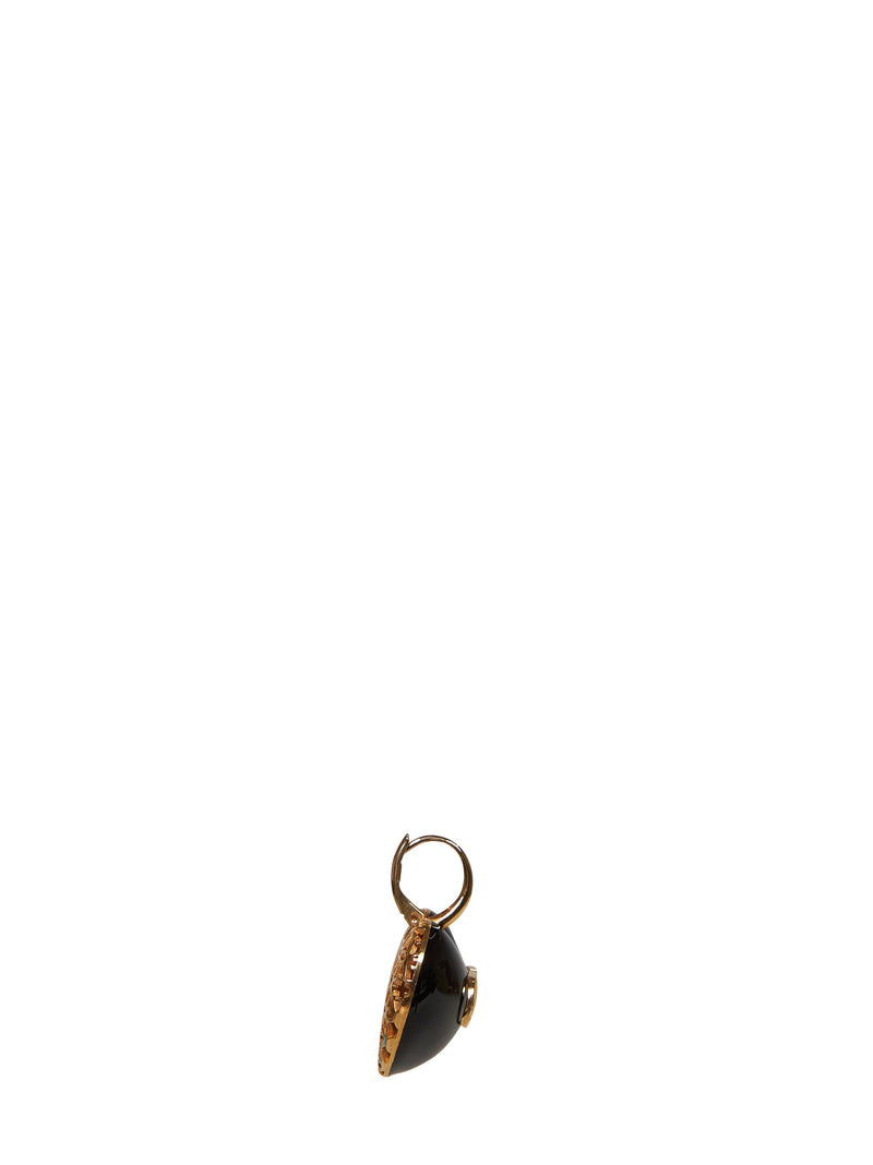 Valentino Garavani Vlogo Heart Enamel Earrings — Black Metal/enamel