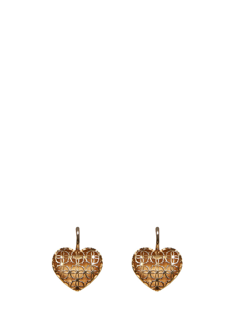 Valentino Garavani Vlogo Heart Enamel Earrings — Black Metal/enamel
