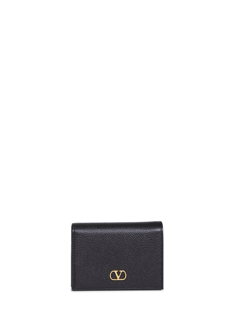 Valentino Garavani Vlogo Wallet — Black Calf Leather