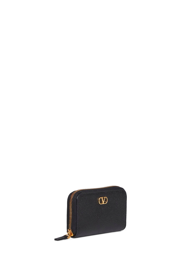 Valentino Garavani Grained Calf Leather With Vlogo Wallet — Black