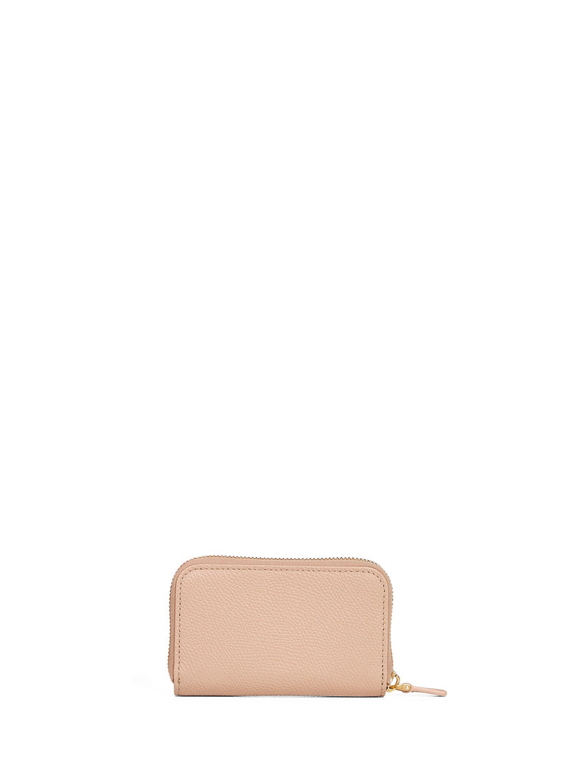 Valentino Garavani Vlogo Signature Grained Calf Wallet — Beige Leather & Purses